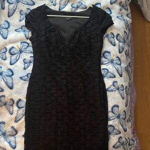 Connected Apparel Black Textured Mini Dress